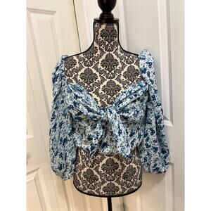 BARDOT Womens Smocked Pouf Sleeve Sweetheart Neckline Crop Top X-LARGE/US 10